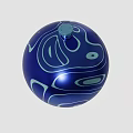 Blue Spherical Decorative Ornament Set With Light Green Wave And Circular Patterns