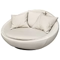 Modern Beige Round Single Sofa With Soft Cushions And Comfortable Design 3d model