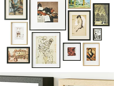 Multiple Art Frames In Different Styles And Sizes For Wall Gallery Decor 3d model