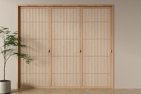 Japanese-style sliding door shutter sliding door shutter partition shutter grille door 3d model