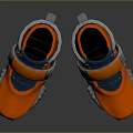 Orange Functional Shoes with Silver Metal Parts and Blue Accents for Daily Use