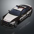 Functional Black And White Police Car With Emergency Lights And Police Branding