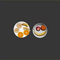 Fresh Apple Orange Banana Slices And Whole Fruits On Two White Plates