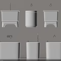 Modern White Bathroom Fixtures With Wall Mounted Toilets And Square Wash Basins