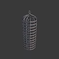 Modern Metal Cage Shaped Decorative Ornament Set With Grid Pattern For Hanging Home Accent