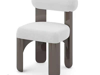 Modern Single Chair With White Upholstered Seat Backrest And Dark Curved Legs 3d model
