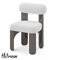 Modern Single Chair With White Upholstered Seat Backrest And Dark Curved Legs