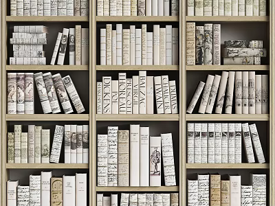 Well Organized Bookcase With Multiple Shelves And Various Books For Home Library 3d model