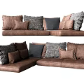 Cozy Brown Sofa With Multiple Decorative Cushions For Modern Living Space
