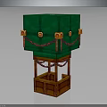 Traditional Decorative Equipment With Green Main Body Wooden Frame Red Tassels And Golden Decorations