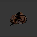 Sleeping Dragon Sculpture With Brown Body Black Wings And Spines