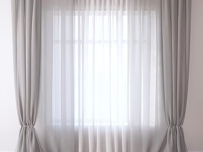 Modern Elegant Window Curtains With Sheer Fabric And Soft Light Filtering 3d model