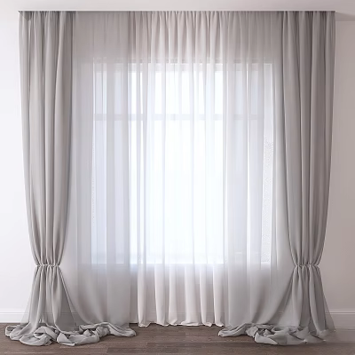 Modern Elegant Window Curtains With Sheer Fabric And Soft Light Filtering 3d model