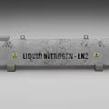 Grey Liquid Nitrogen LN2 Storage Tank With Warning Signs And Stand