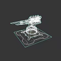 Mechanical Weapon Turret With Sturdy Base Orange Accents And Black Structure 3d model
