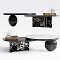 Elegant Modern Coffee Table With Marble Top And Sphere Base Interior Design 3d model