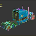 Blue Heavy Duty Truck With Modern Cab Dual Exhaust Pipes And Shiny Wheels