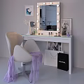 Dressing Table With Lighted Mirror Chair Purple Fabric Cosmetics Dior Chanel Shopping Bags