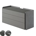 Modern Gray Storage Nightstand With Three Drawers Fabric Sides And Flat Top