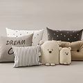 Decorative Pillows With Dream Lettering Polka Dots Stripes And Bear Shaped Designs