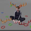 Inflatable Antlers Ring Toss Game With Colorful Rings For Party Fun Activities
