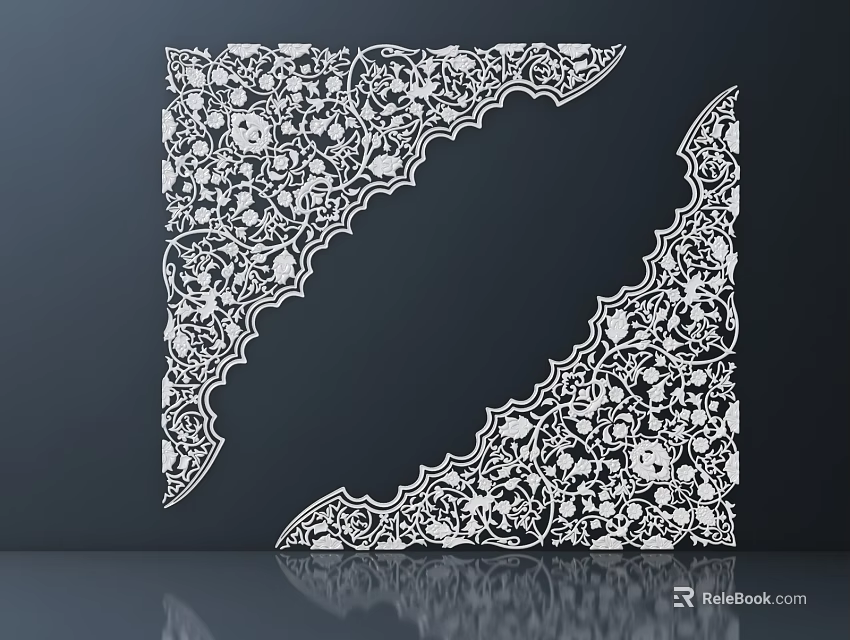Intricate Carved Patterns With Symmetrical Design And Detailed Floral Motifs 3d model 