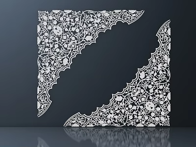 Intricate Carved Patterns With Symmetrical Design And Detailed Floral Motifs 3d model