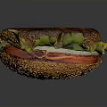 Appetizing Hamburger With Golden Toasted Sesame Seed Bun Fresh Lettuce And Ripe Tomato Slices