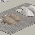 Square Rug with Woven Texture and Soft Beige Light Gray Home Slippers for Indoor Decor