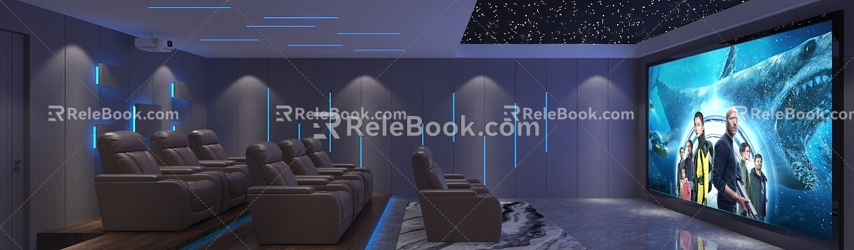 Modern AV Room Simple Technology Home Theater Private Cinema Light Luxury 3d model