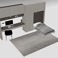 Modern Multifunctional Room Design With Wall Cabinet Bed Desk And Chair