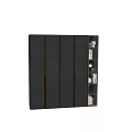 Modern Minimalist Bedroom Gray Sliding Door Wardrobe With Wood Texture Glass Door And Storage