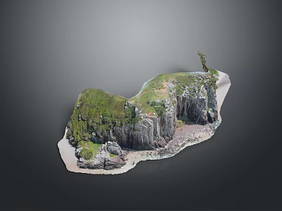 Scenic Island Landscape With Green Vegetation Rocky Cliffs And Coastal Views 3d model