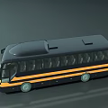 Black Bus With Yellow Stripes Modern Design Body And Large Side Windows