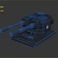 Dual Barrel Mechanical Weapon With Stable Base And Metal Structure Design 3d model