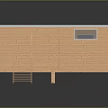 Modern Wooden House Exterior With Porch Railing Stairs Flat Roof And Windows