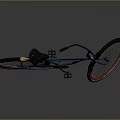 Stylish Blue Bicycle With Red Rim Wheels Black Seat And Handlebars
