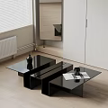 Modern Living Room Interior With Black Glossy Coffee Tables Vase Magazine And Cup