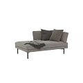 Light Gray Chaise Lounge with Geometric Pattern Cushions and Knitted Throw Blanket 3d model
