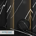 Modern Architectural Component Featuring Black Marble White Veins And Spherical Decor