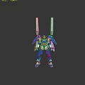 Game Movie Character Blue And White Mech With Large Back Cannons Mechanical Design