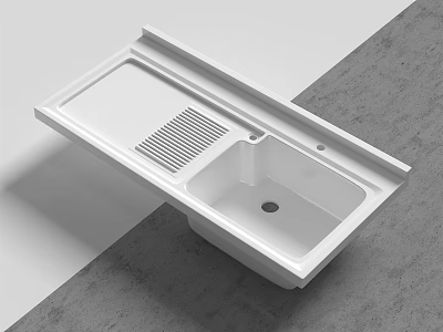 Modern White Wash Basin With Built In Drainer And Sleek Design For Bathroom 3d model