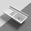 Modern White Wash Basin With Built In Drainer And Sleek Design For Bathroom