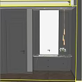 Modern Bathroom Interior With Large Mirror Hanging Lights Marble Countertop And Gray Cabinets