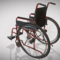 Medical Equipment Manual Wheelchair With Black Seat Red Frame And Footrests