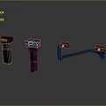 Black Modern Weapon Accessories With Different Tactical Design And Ergonomic Structures 3d model
