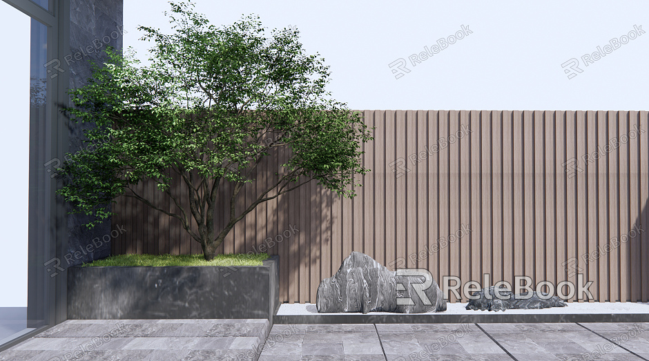 New Chinese style landscape sketch landscape tree stone model