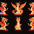 Colorful Dragon And Phoenix Art Installation With Vibrant Illuminated Design And Traditional Mythical Elements