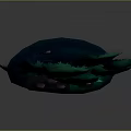 Vibrant Green Blue Tree Plant With Red Mushrooms On Artistic 3D Base