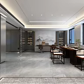 Modern Office Interior Design With Glass Partition Large Windows And Conference Furniture